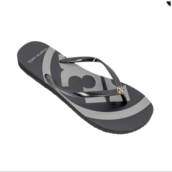 TORY BURCH Emory Flip Flops BLACK/GRAY - Picture 4 of 4